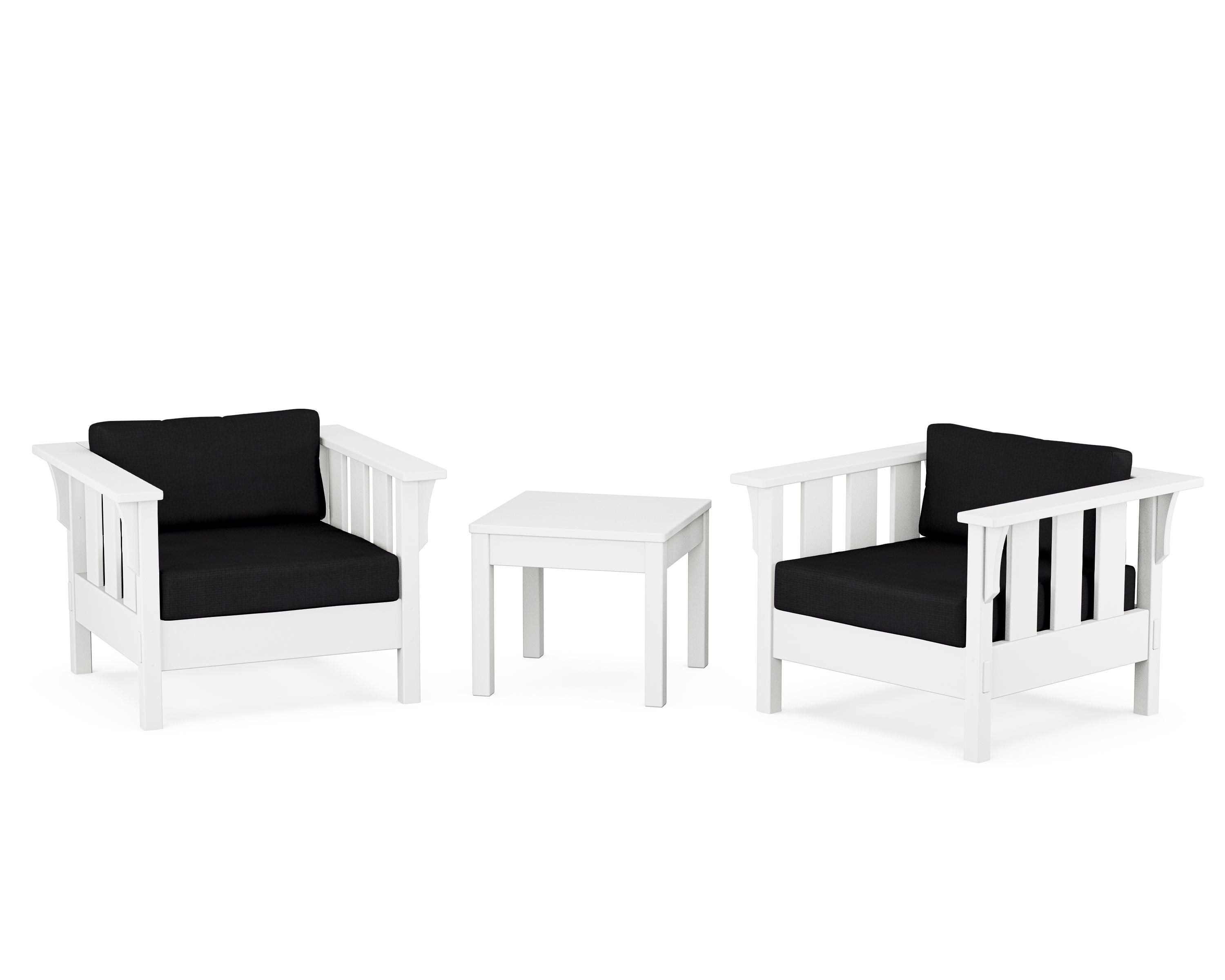 Martha Stewart by POLYWOOD® Acadia 3-Piece Deep Seating Set in White / Midnight Linen