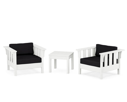 Martha Stewart by POLYWOOD® Acadia 3-Piece Deep Seating Set in White / Midnight Linen