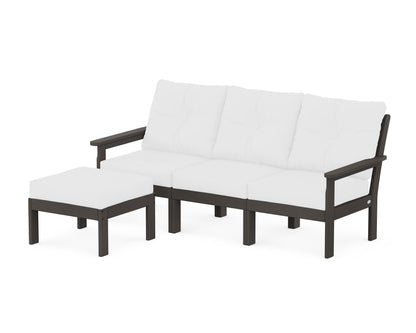 POLYWOOD® Vineyard 4-Piece Sectional with Ottoman in Vintage Coffee / Natural