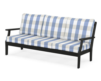 POLYWOOD® Braxton Deep Seating Sofa in Black / Buffalo Plaid Sky Blue