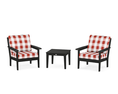 Country Living Cottage 3-Piece Deep Seating Set in Black / Buffalo Plaid Crimson