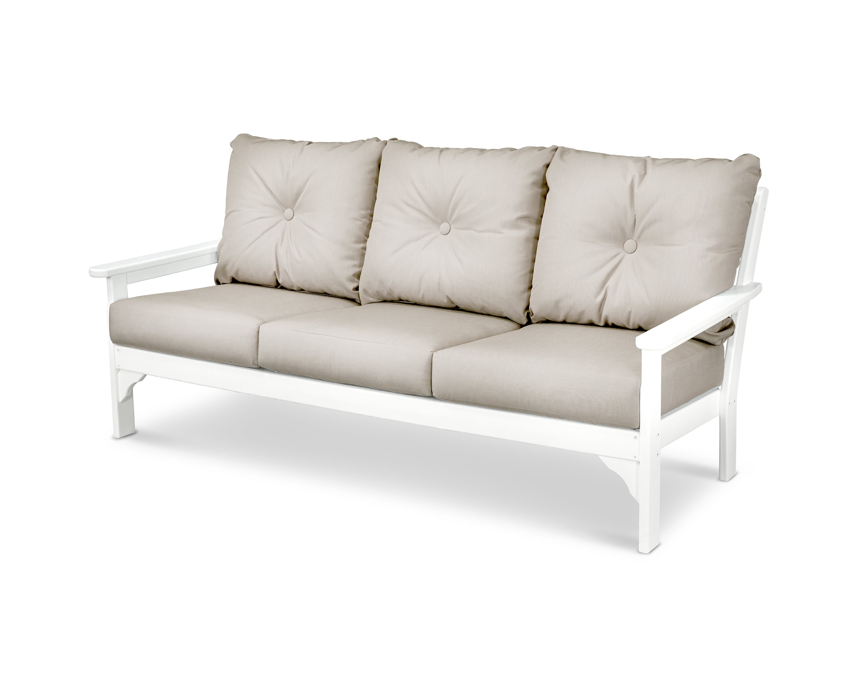 POLYWOOD® Vineyard Deep Seating Sofa in White / Cast Ash