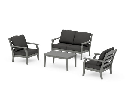 Draper James™ by  POLYWOOD® Savannah 4-Piece Deep Seating Set with Loveseat in Slate Grey / Spectrum Carbon