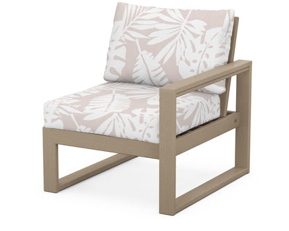 POLYWOOD® EDGE Modular Right Arm Chair in Vintage Sahara / Leaf Dune Burlap