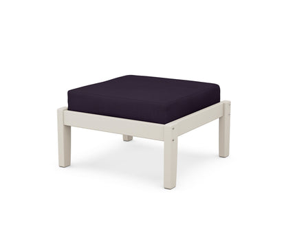 Unbranded Deep Seating Ottoman in Sand / Navy Linen