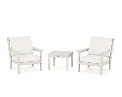 POLYWOOD® Chippendale 3-Piece Deep Seating Set in Sand / Natural Linen