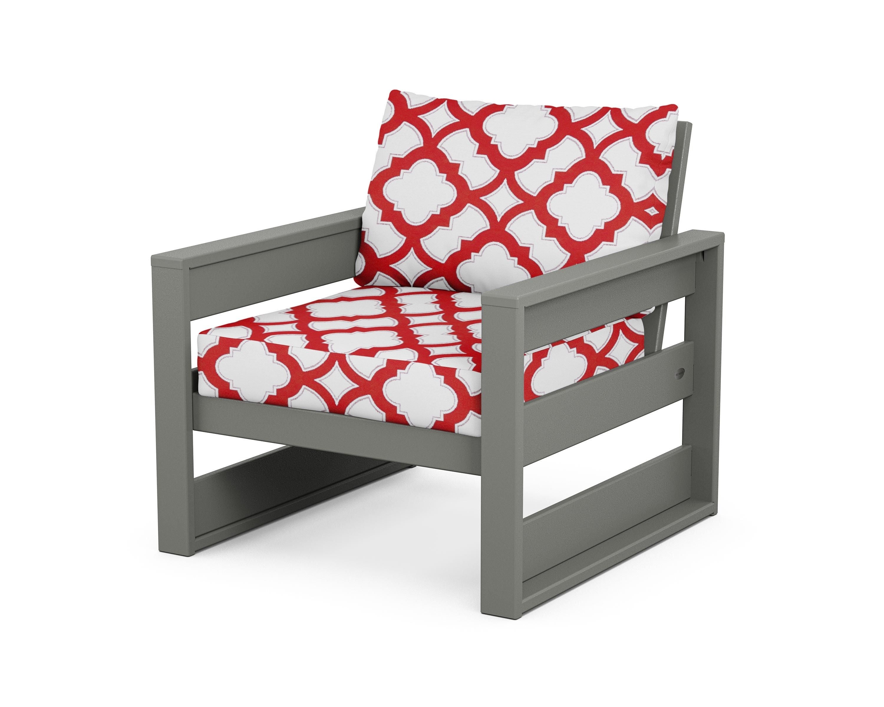POLYWOOD® Westport Club Chair in Slate Grey / Trellis Crimson
