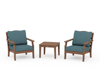 Draper James™ by  POLYWOOD® Savannah 3-Piece Deep Seating Set in Teak / Ocean Teal