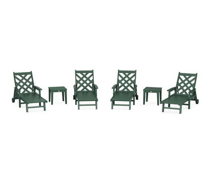 Country Living Wovendale 6-Piece Chaise Set with Arms and Wheels in Green