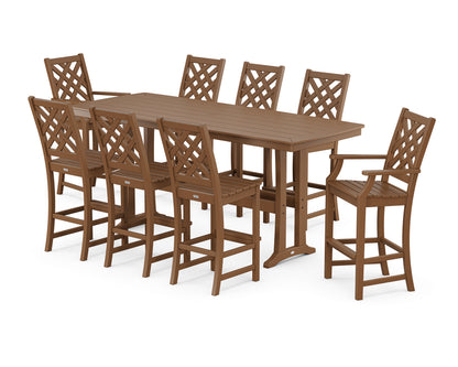 Country Living Wovendale 9-Piece Bar Set with Trestle Legs in Teak