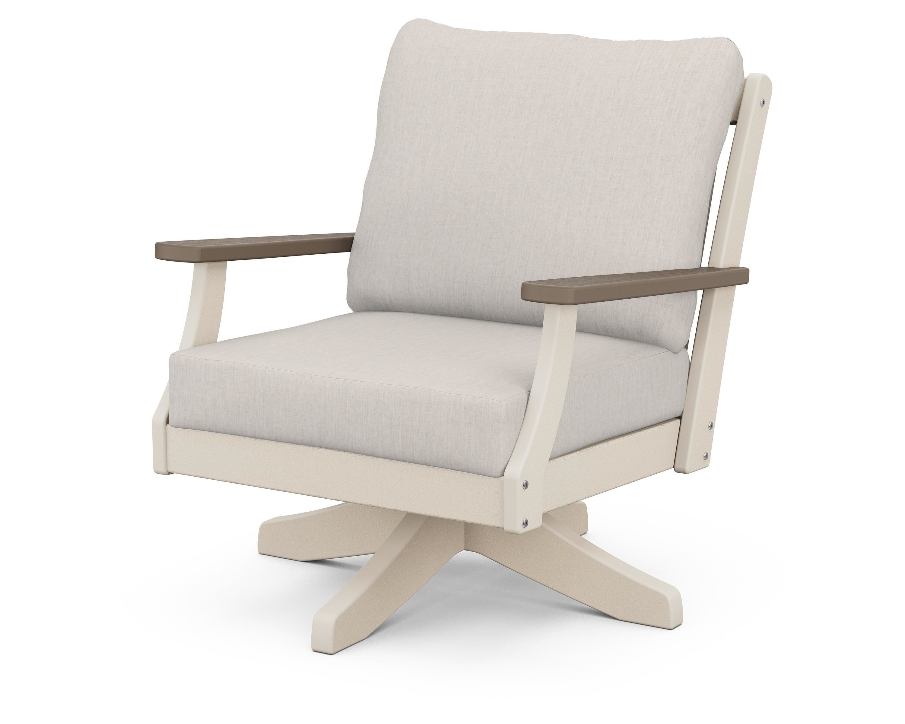 POLYWOOD® Braxton Deep Seating Swivel Chair in Sand / Kona / Cast Ash