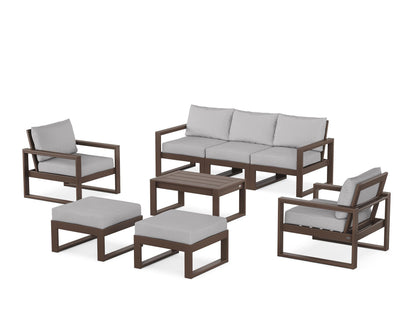 POLYWOOD® EDGE Sectional 8-Piece Lounge Sofa Set in Mahogany / Granite