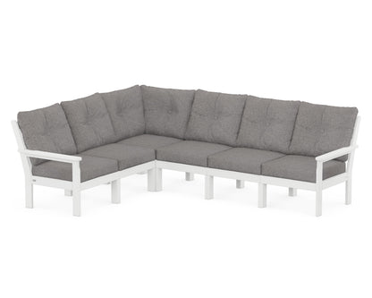 POLYWOOD® Vineyard 6-Piece Sectional in White / Grey Mist