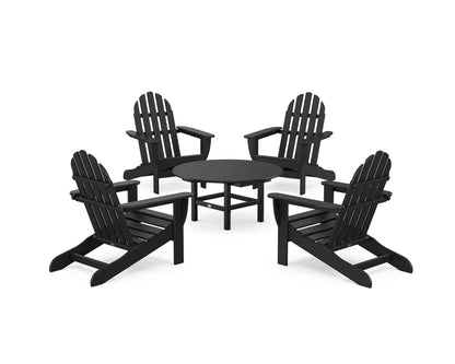 POLYWOOD® Classic Adirondack 5-Piece Conversation Set in Black