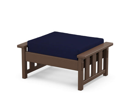 Martha Stewart by POLYWOOD® Acadia Deep Seating Ottoman in Mahogany / Navy
