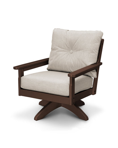 POLYWOOD® Vineyard Deep Seating Swivel Chair in Mahogany / Cast Ash