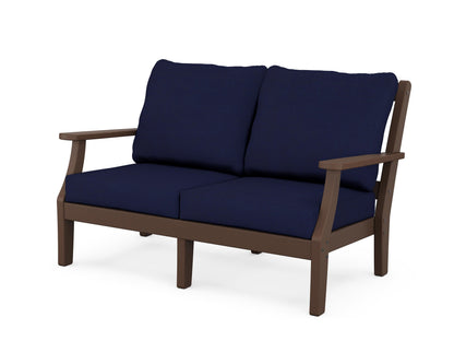 Martha Stewart by POLYWOOD® Chinoiserie Deep Seating Loveseat in Mahogany / Navy