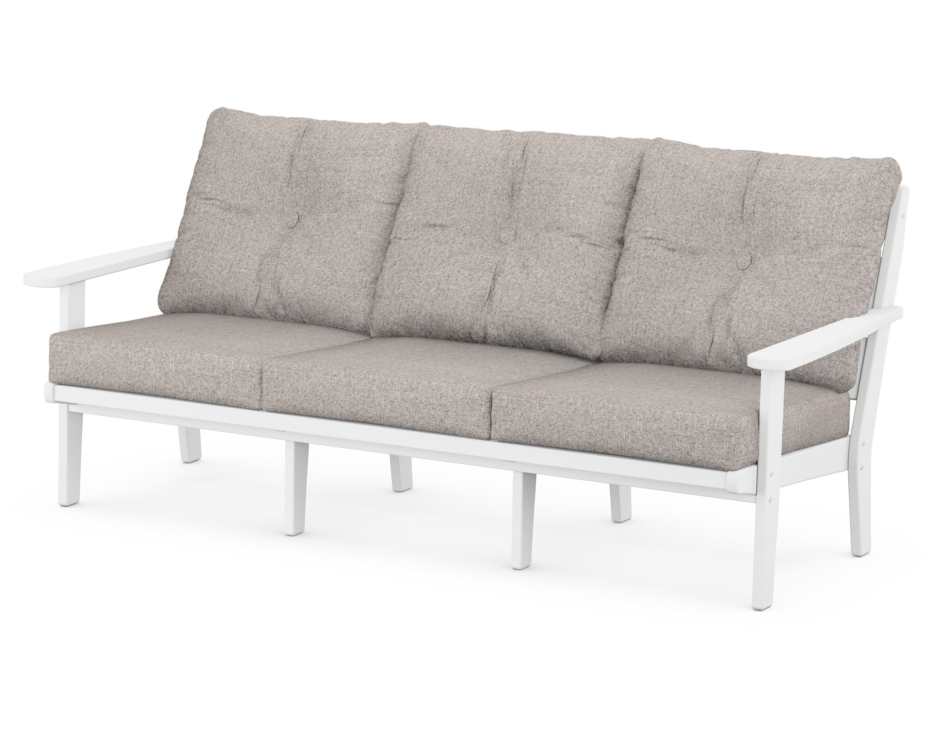 POLYWOOD® Lakeside Deep Seating Sofa in White / Weathered Tweed