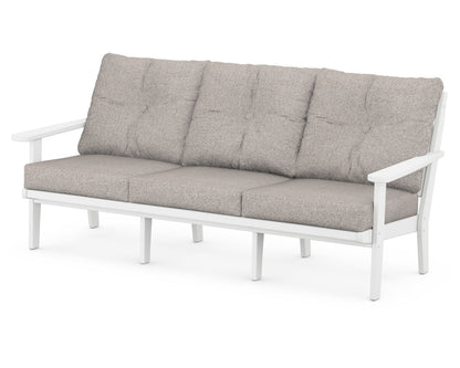 POLYWOOD® Lakeside Deep Seating Sofa in White / Weathered Tweed
