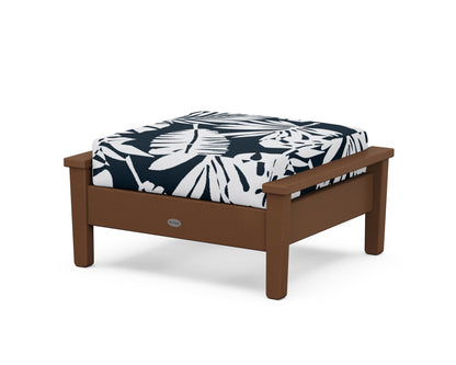 POLYWOOD® Prescott Deep Seating Ottoman in Teak / Leaf Marine Indigo