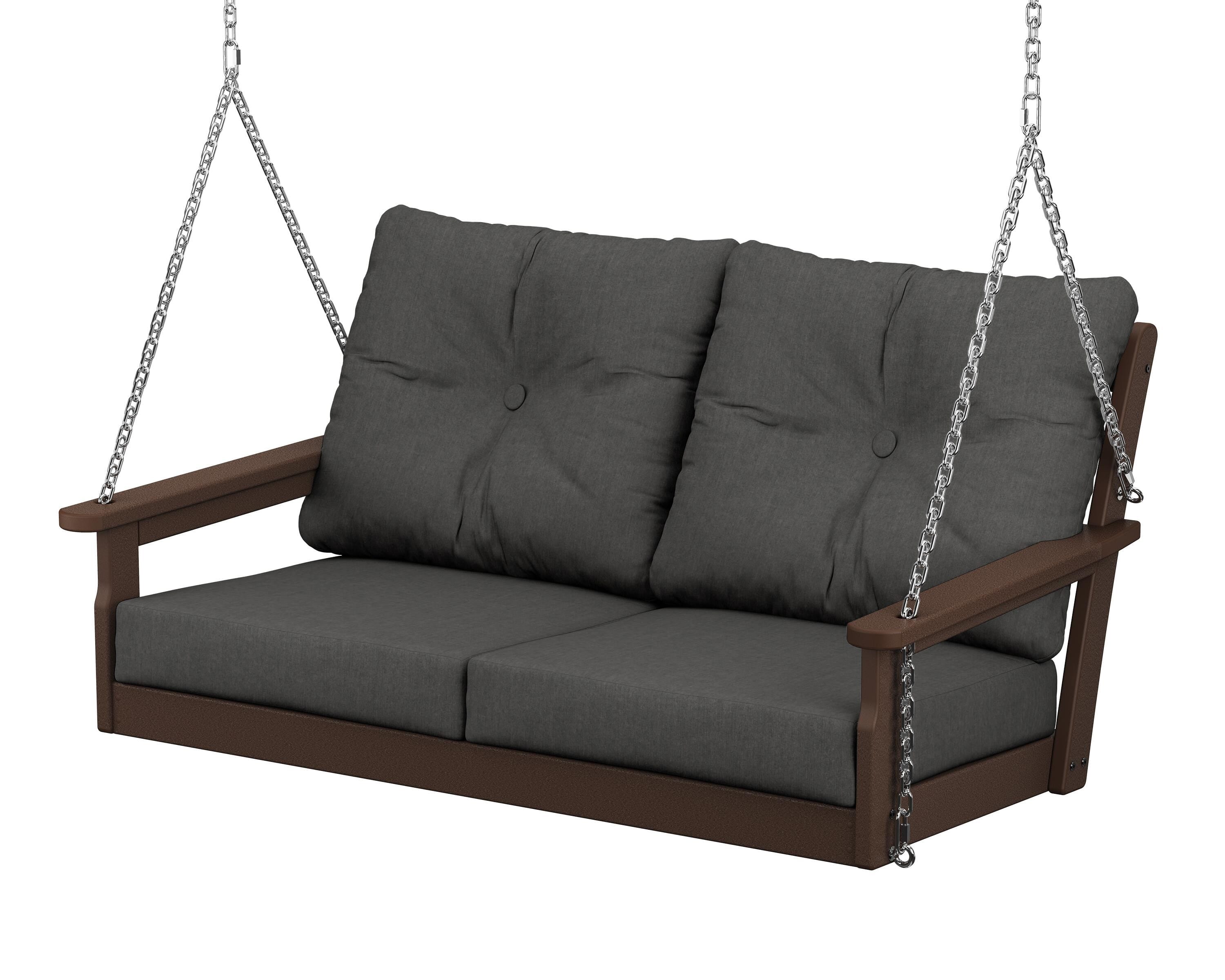 POLYWOOD® Vineyard Deep Seating Swing in Mahogany / Spectrum Carbon