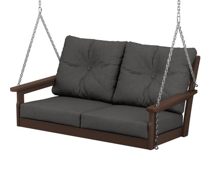 POLYWOOD® Vineyard Deep Seating Swing in Mahogany / Spectrum Carbon