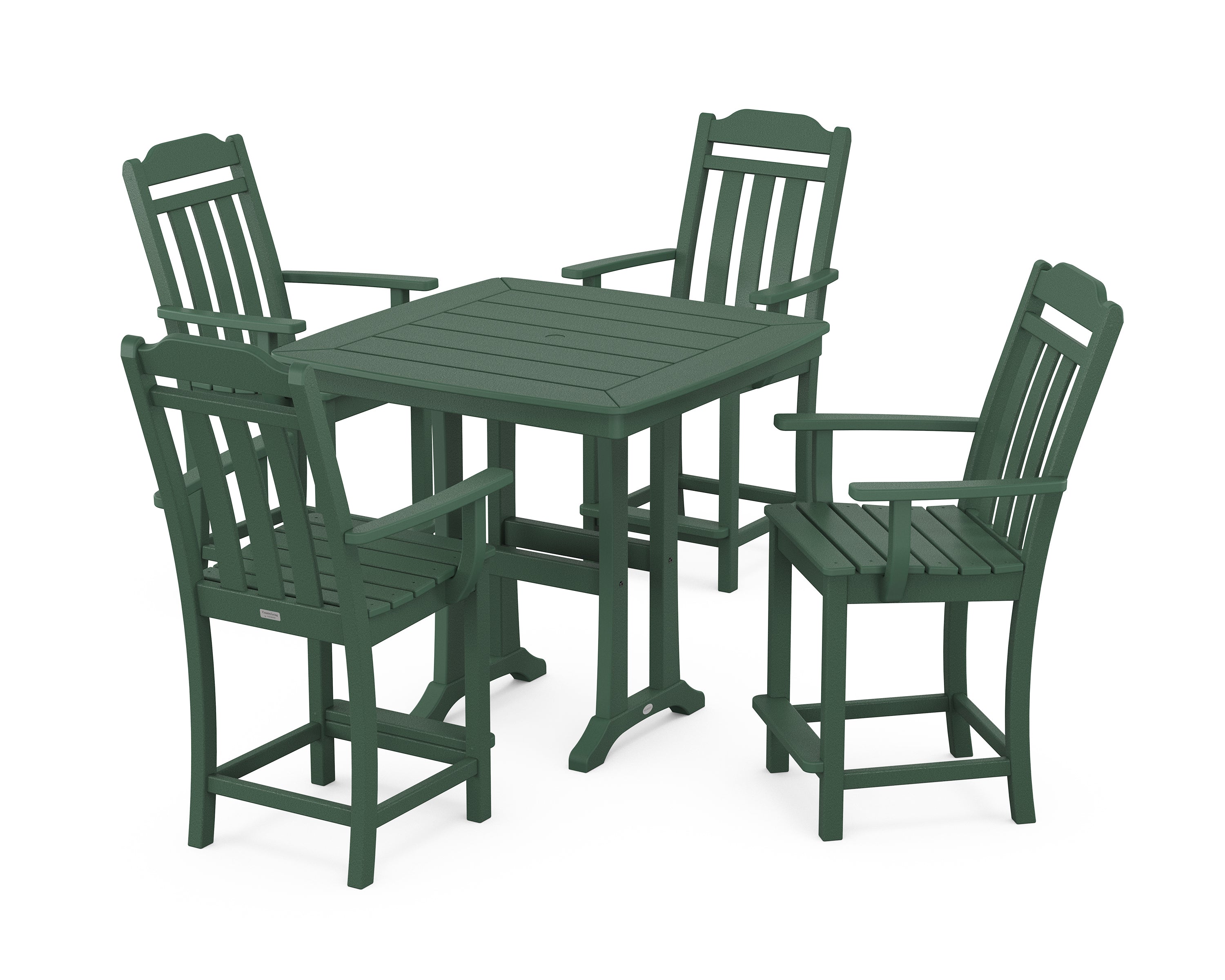 Country Living Cottage 5-Piece Counter Set with Trestle Legs in Green