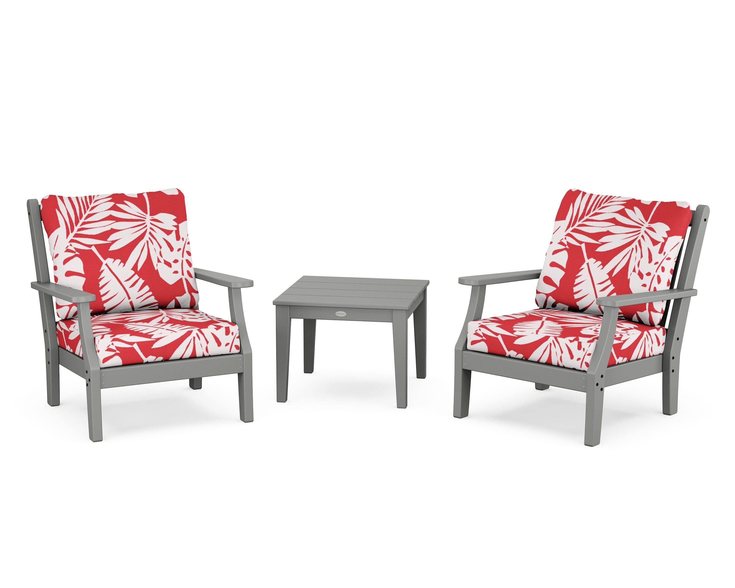 Country Living Wovendale 3-Piece Deep Seating Set in Slate Grey / Leaf Crimson