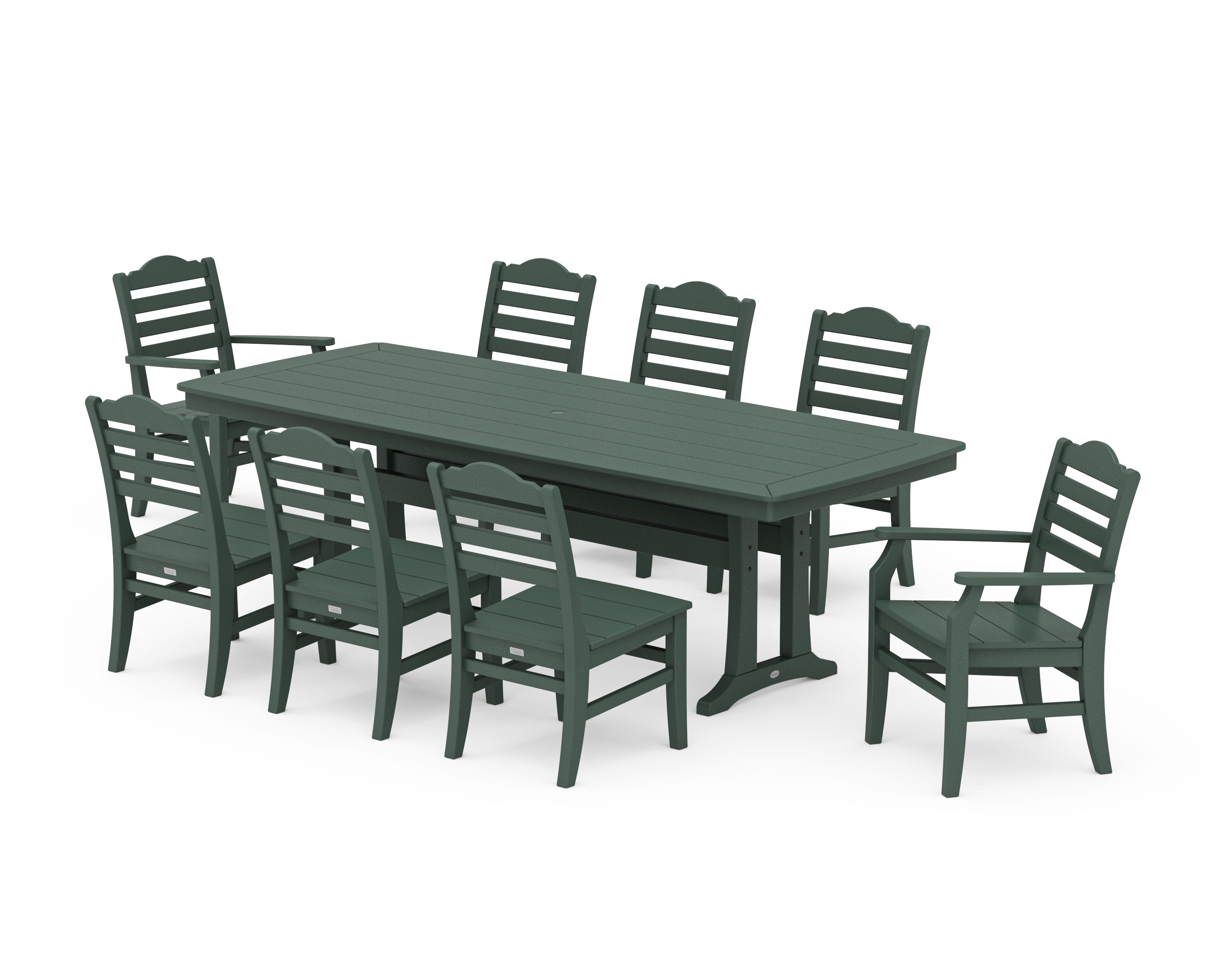 POLYWOOD® Savannah 9-Piece Dining Set with Trestle Legs in Green