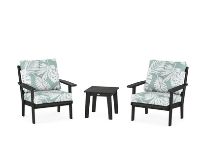 POLYWOOD® Prairie 3-Piece Deep Seating Set in Black / Leaf Glacier Spa