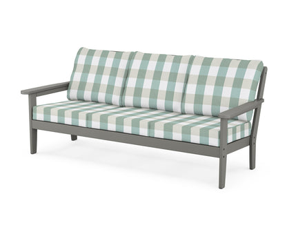 Country Living Cottage Deep Seating Sofa in Slate Grey / Buffalo Plaid Glacier Spa