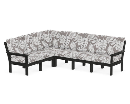 POLYWOOD® Vineyard 6-Piece Sectional in Black / Leaf Grey Mist