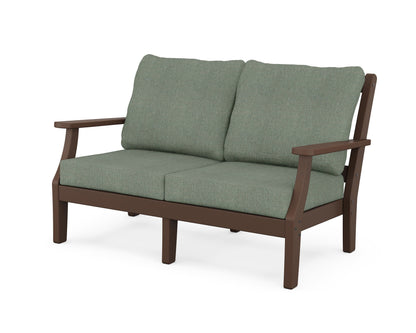 Martha Stewart by POLYWOOD® Chinoiserie Deep Seating Loveseat in Mahogany / Cast Sage