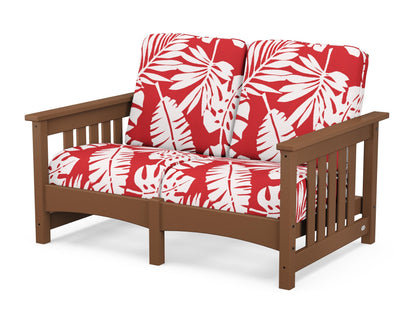 POLYWOOD® Club Mission Loveseat in Teak / Leaf Crimson
