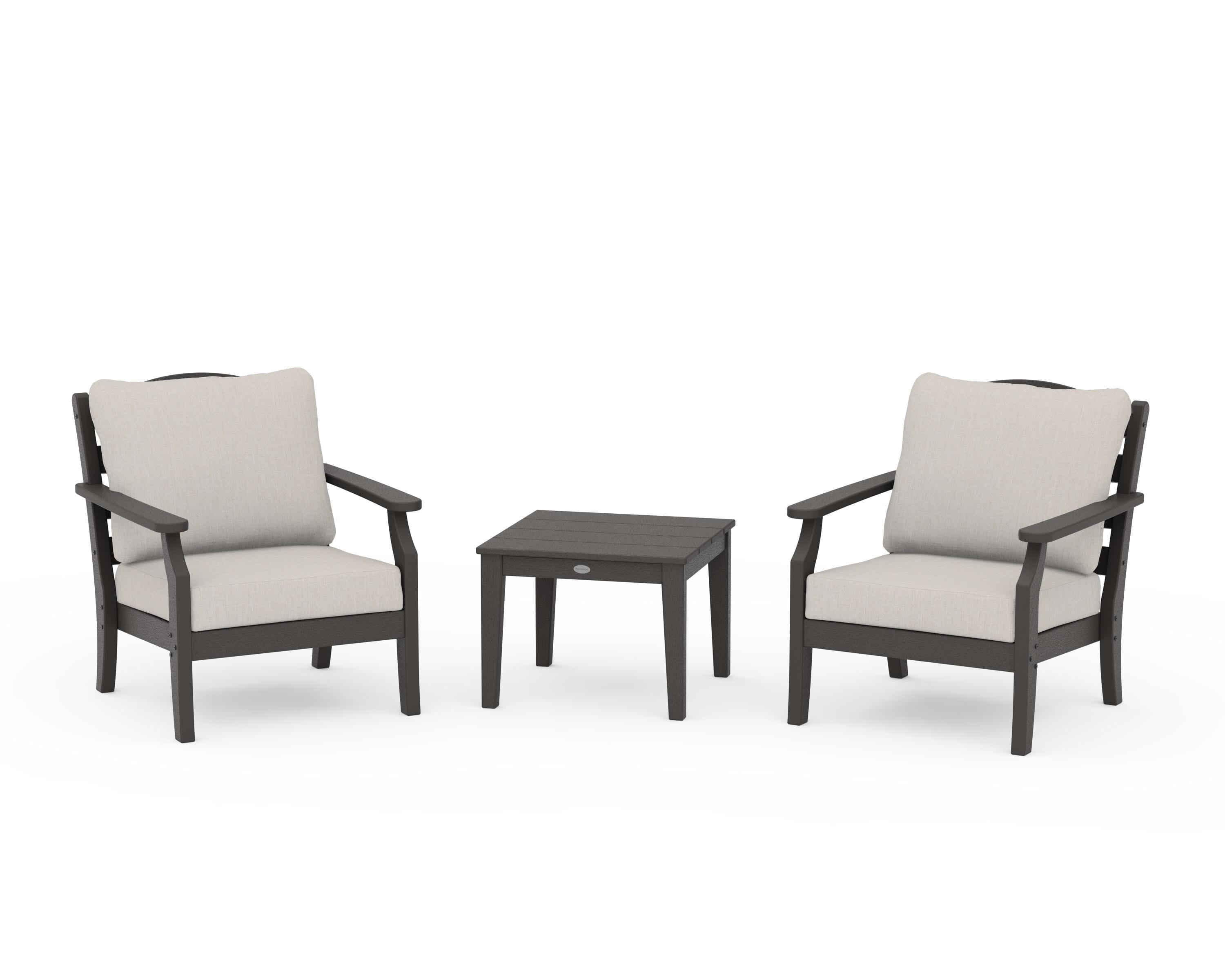 Draper James™ by  POLYWOOD® Savannah 3-Piece Deep Seating Set in Vintage Coffee / Cast Ash
