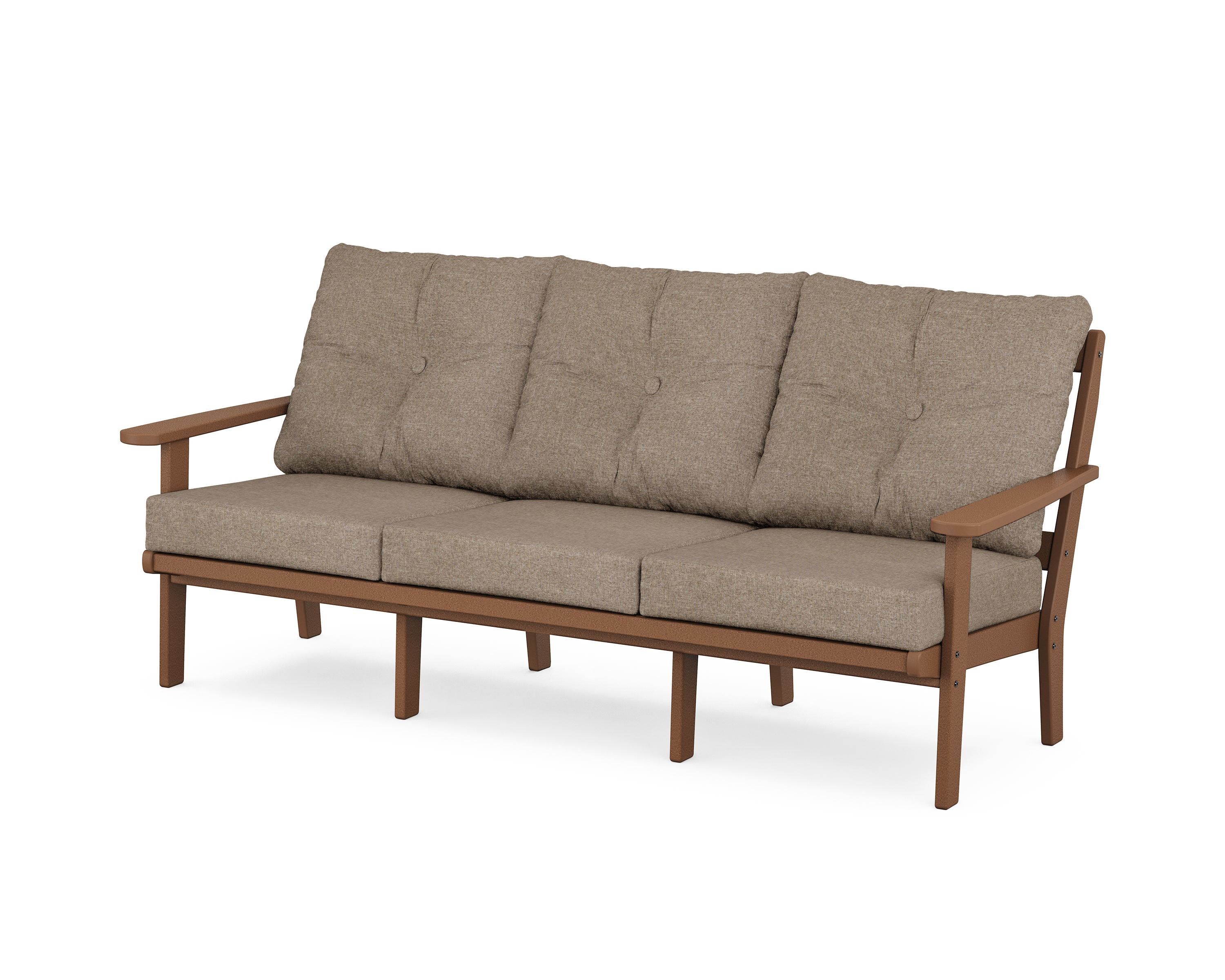 POLYWOOD® Mission Deep Seating Sofa in Teak / Spiced Burlap