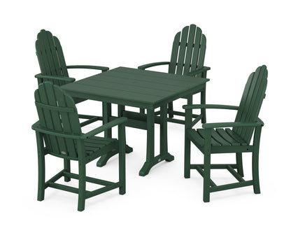 POLYWOOD® Classic Adirondack 5-Piece Farmhouse Dining Set With Trestle Legs in Green