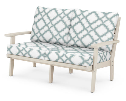 POLYWOOD® Grant Park Deep Seating Loveseat in Sand / Trellis Glacier Spa