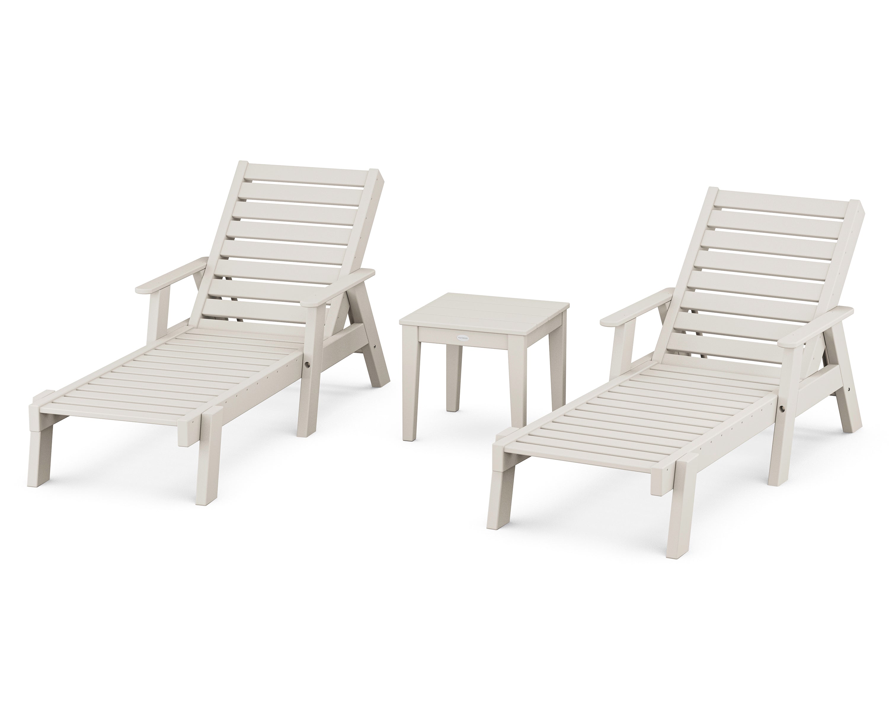 POLYWOOD® Captain Chaise 3-Piece Set with Arms in Sand
