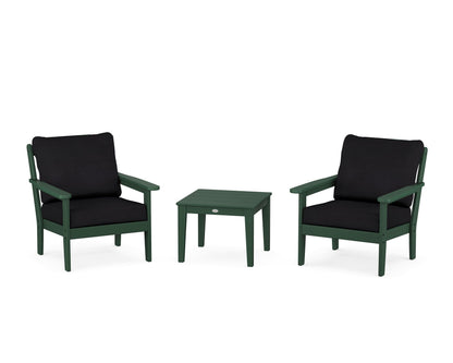Country Living Cottage 3-Piece Deep Seating Set in Green / Midnight Linen
