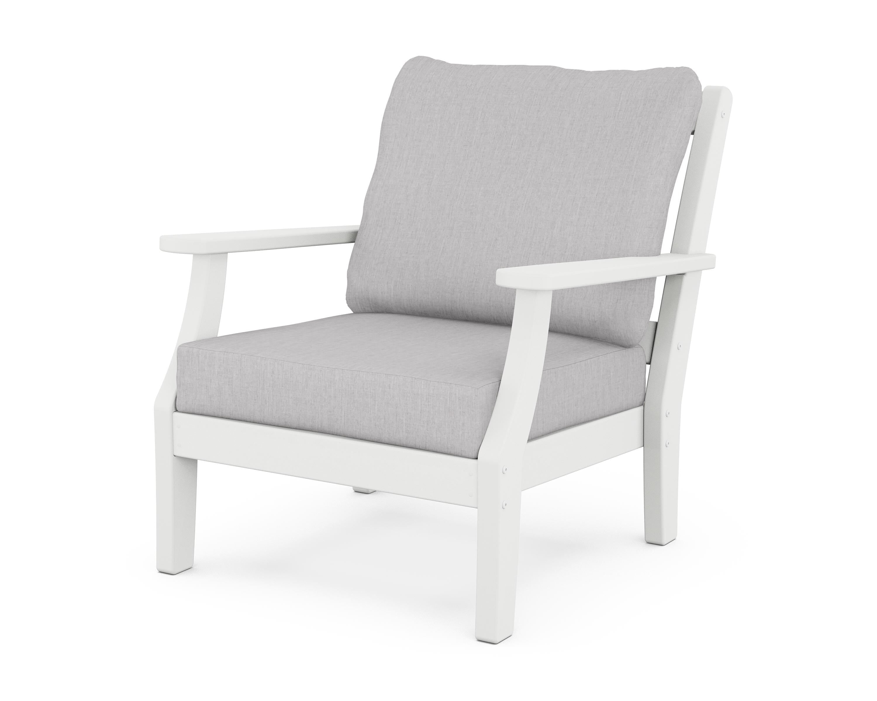 Martha Stewart by POLYWOOD® Chinoiserie Deep Seating Chair in White / Granite
