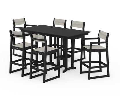 POLYWOOD® EDGE Sling 7-Piece Farmhouse Bar Set in Black / Birch Sling