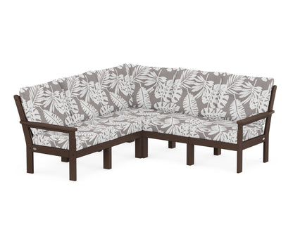 POLYWOOD® Vineyard 5-Piece Sectional in Mahogany / Leaf Grey Mist