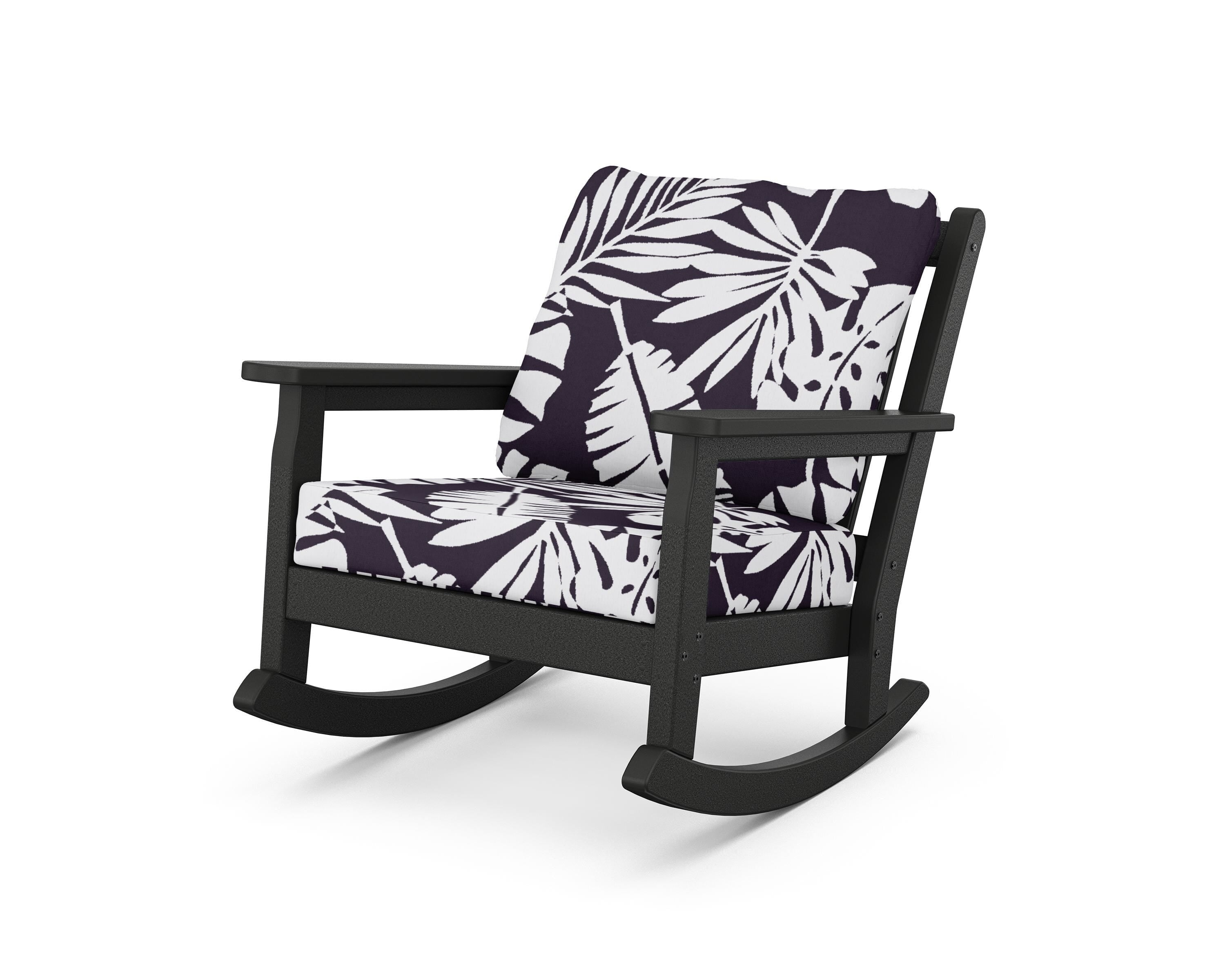 POLYWOOD® Chippendale Deep Seating Rocking Chair in Black / Leaf Navy