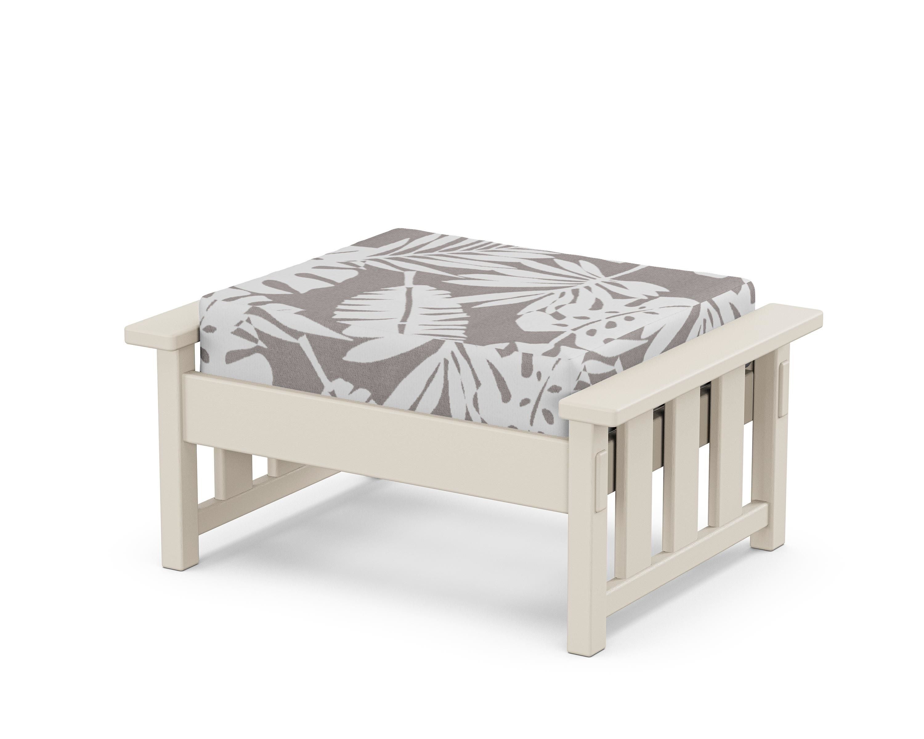 Martha Stewart by POLYWOOD® Acadia Deep Seating Ottoman in Sand / Leaf Grey Mist