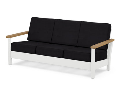 POLYWOOD® Harbour Deep Seating Sofa in White / Natural / Midnight Linen