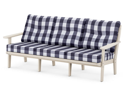 POLYWOOD® Lakeside Deep Seating Sofa in Sand / Buffalo Plaid Navy