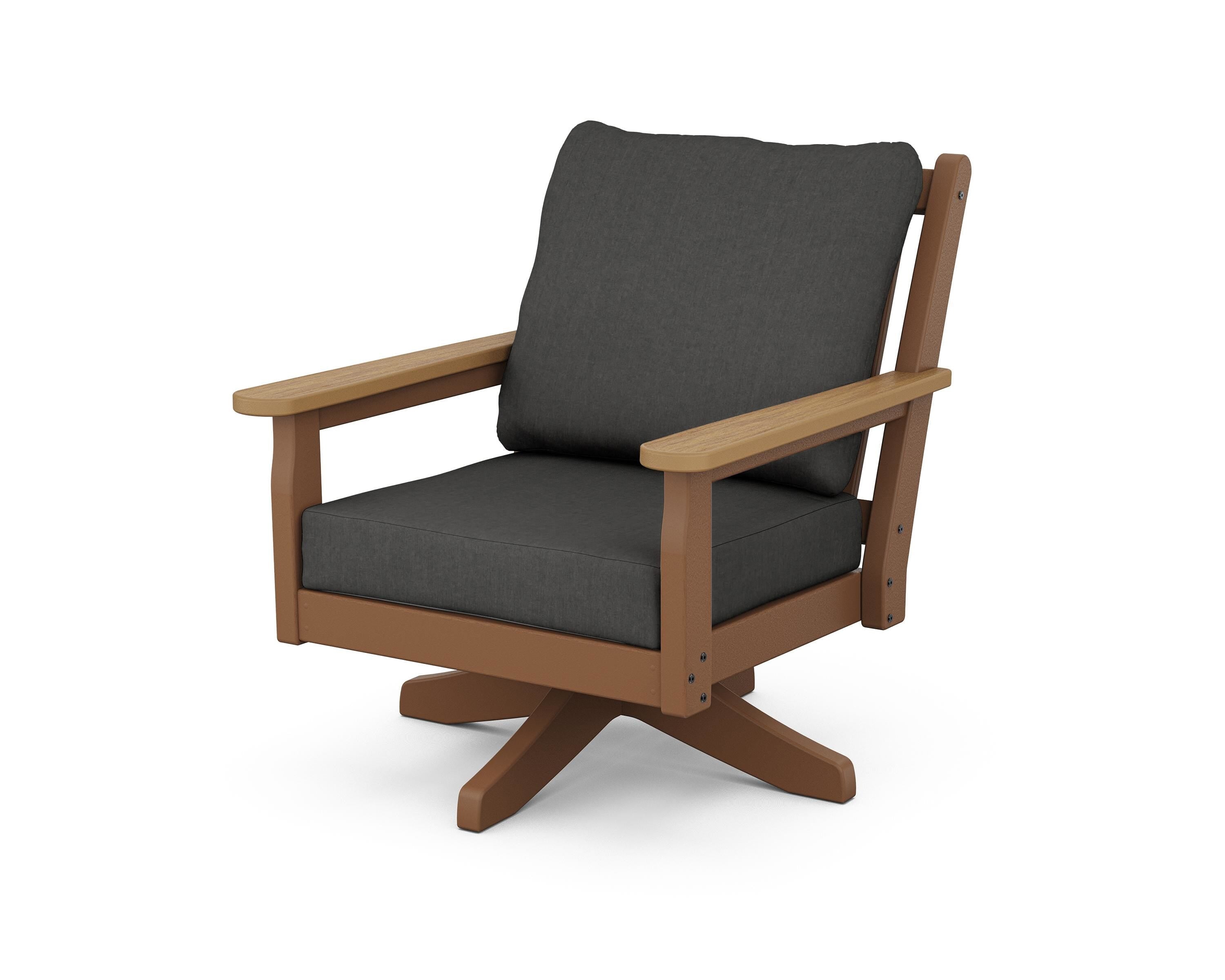 POLYWOOD® Chippendale Deep Seating Swivel Chair in Teak / Natural / Spectrum Carbon