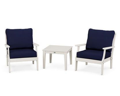 POLYWOOD® Braxton 3-Piece Deep Seating Set in Sand / Navy