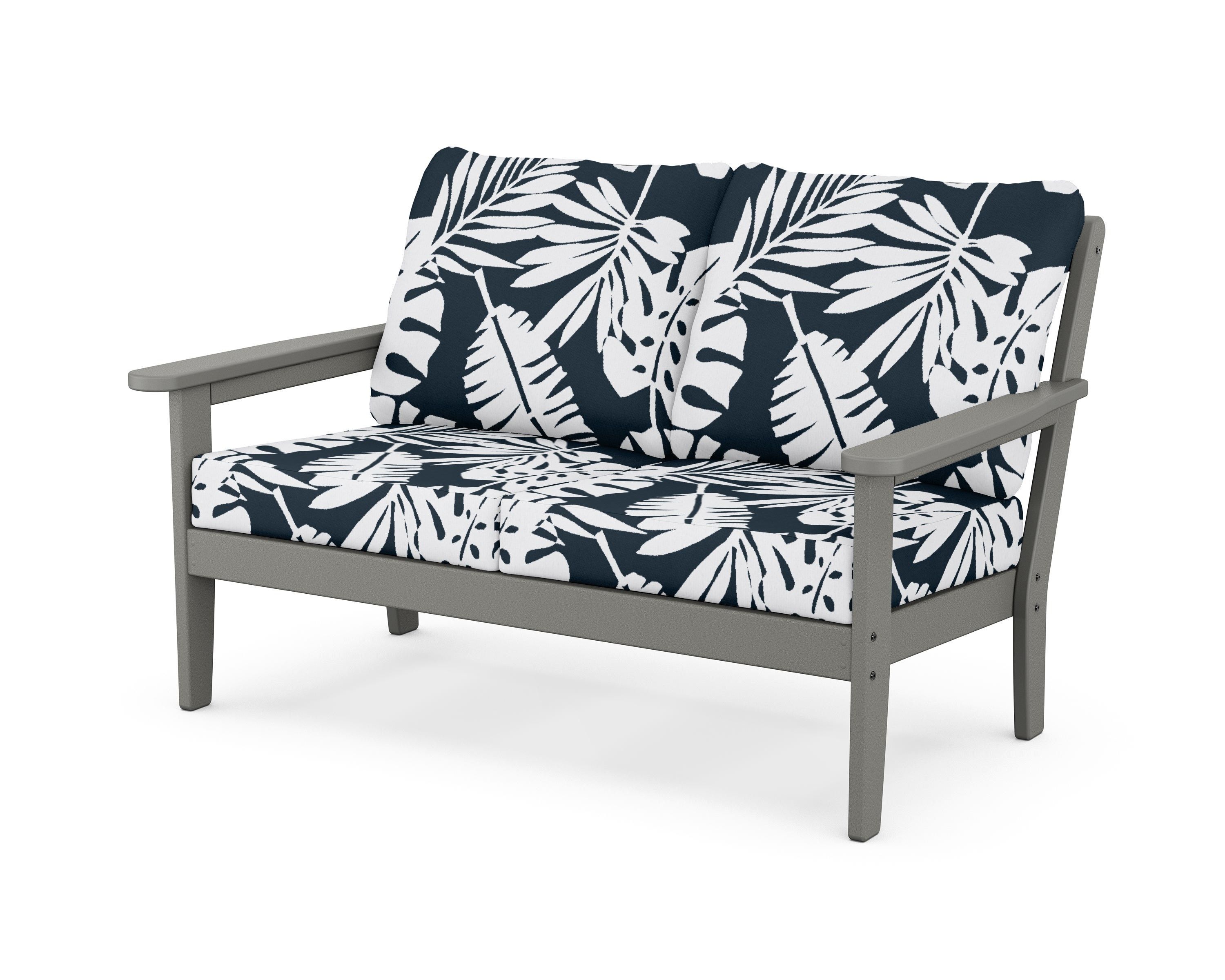 Country Living Cottage Deep Seating Loveseat in Slate Grey / Leaf Marine Indigo